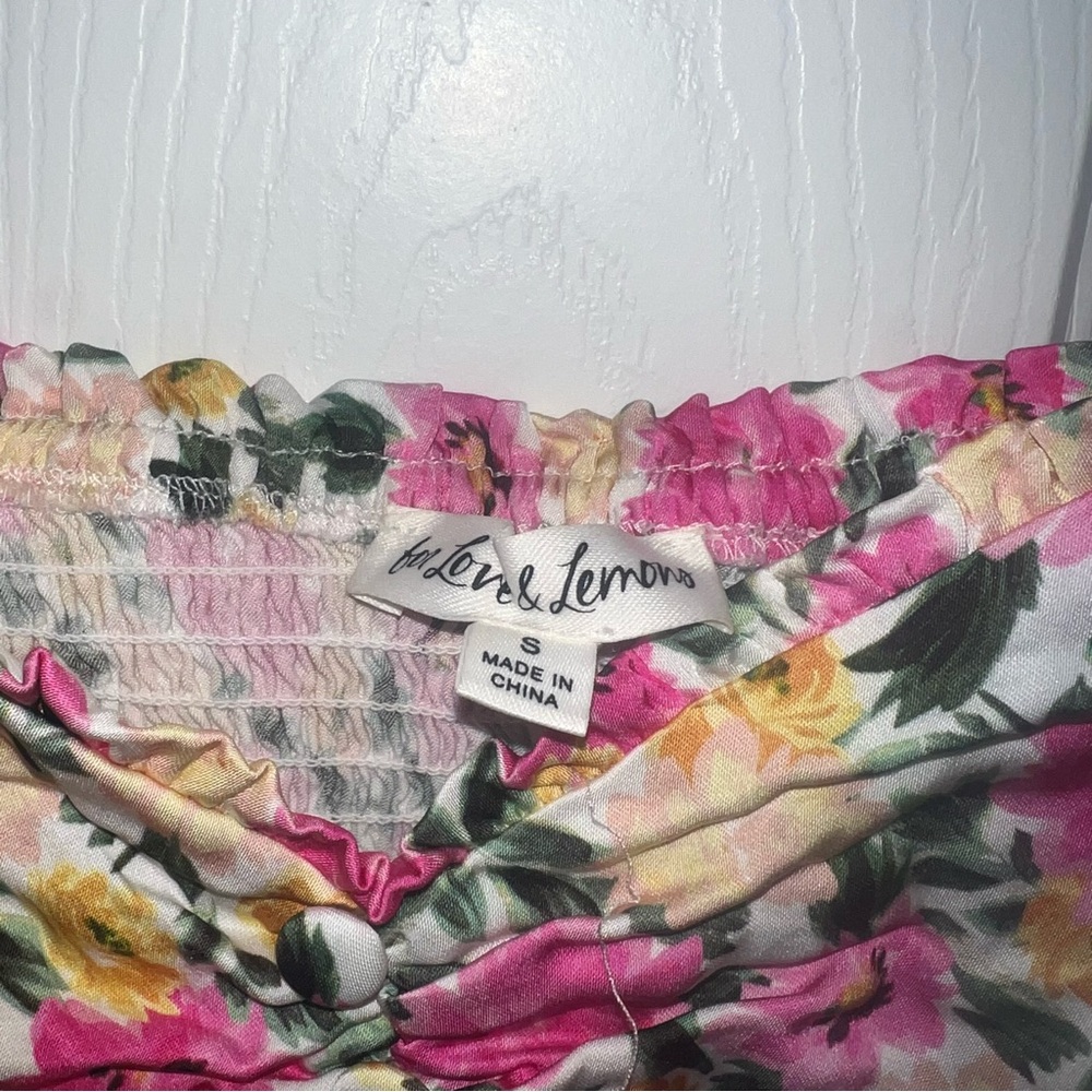 For Love And Lemons Floral Pink Crop Top - Picture 5 of 6
